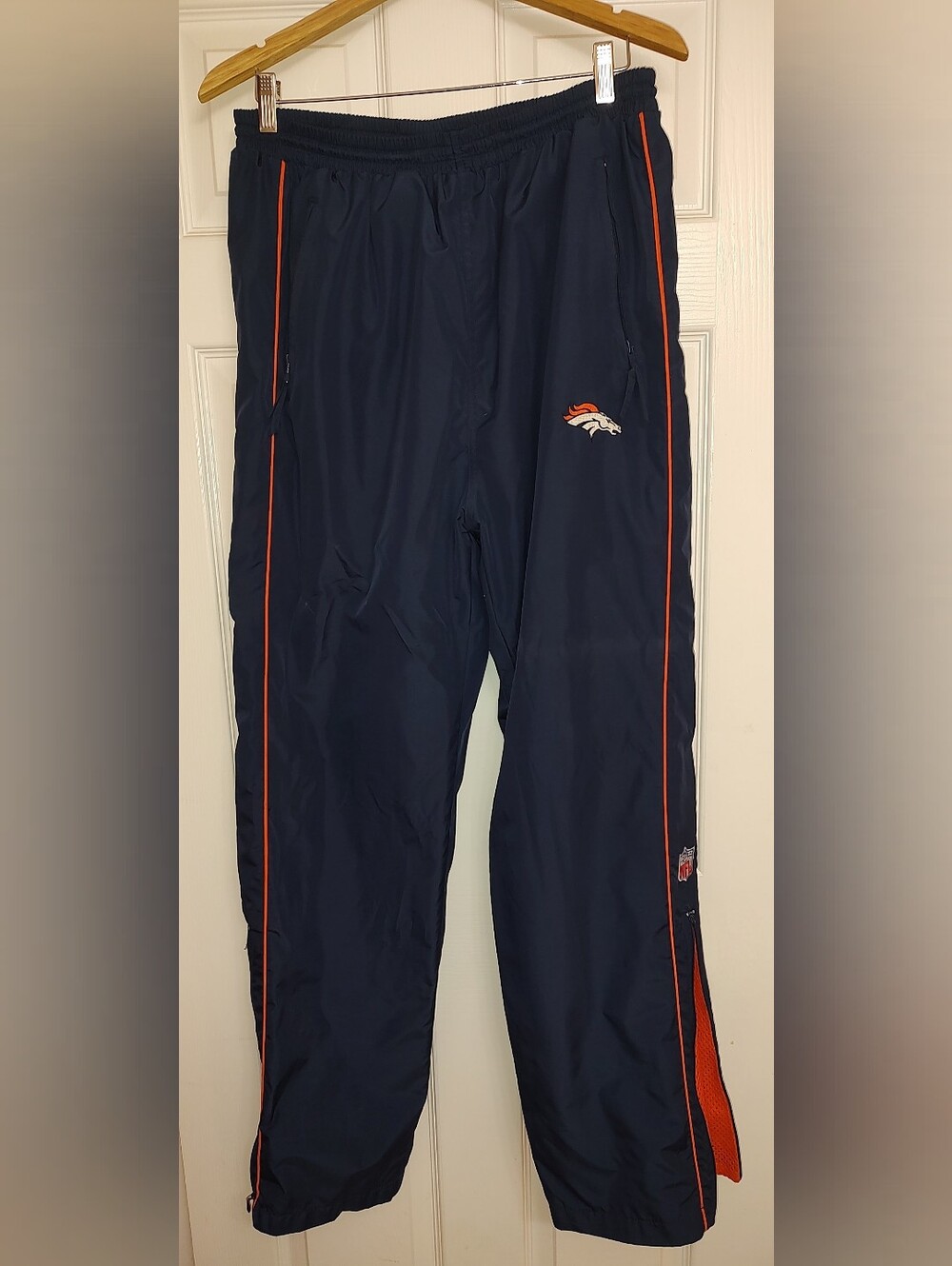 Denver Broncos Puma Navy Track Pants with Orange Piping, Athletic XL Warm-up